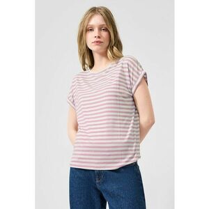 Tricou din amestec de lyocell cu dungi - Roz pastel/Alb murdar imagine
