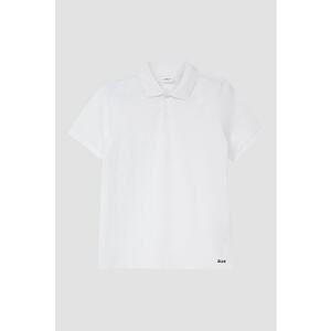Tricou polo cu model uni - Alb optic imagine