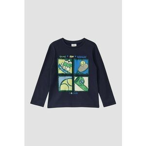 Bluza din bumbac cu decolteu la baza gatului - Verde/Albastru imagine