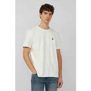 Tricou de bumbac cu decolteu la baza gatului - Alb murdar imagine