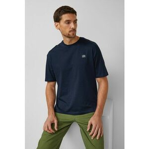 Tricou de bumbac cu decolteu la baza gatului - Alb optic/Bleumarin imagine