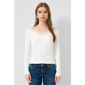 Bluza slim fit cu garnituri de dantela - Alb murdar imagine