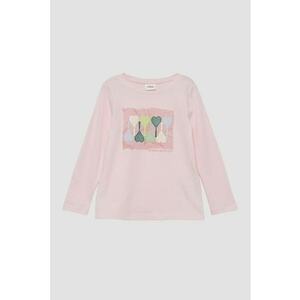 Bluza din bumbac cu imprimeu - Verde/Galben/Roz pal imagine