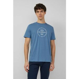Tricou de bumbac cu text - Albastru inchis/Alb optic imagine