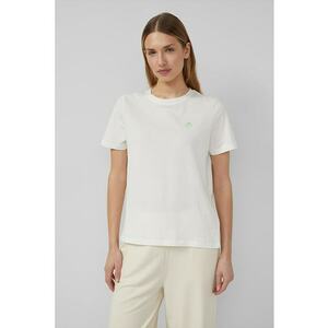Tricou de bumbac cu decolteu la baza gatului - Alb murdar imagine