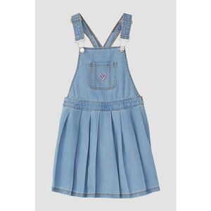 Rochie-sarafan din denim cu pliuri - Albastru pastel imagine