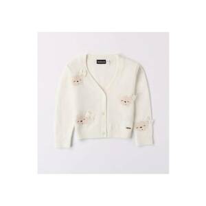 Cardigan cu broderie ursulet pentru fetite - 0.7317 - Alb imagine