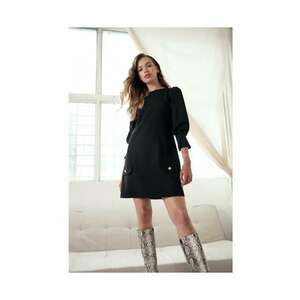 Rochie Dama - Trapez - Poliester/Bumbac - 65787 - Negru imagine