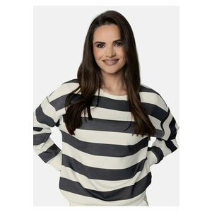 Bluza de trening dama cu dungi - Comfort Fit - B-Magne - alb-denim - Alb/denim imagine