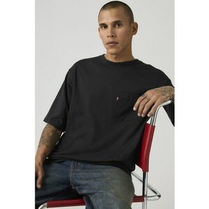 Tricou lejer cu buzunar pe piept - Negru imagine