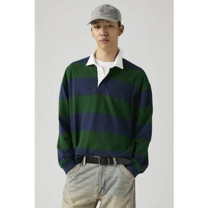 Bluza polo din bumbac cu dungi - Verde/Bleumarin imagine