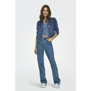 Jacheta din denim cu buzunare pe piept - Albastru indigo imagine