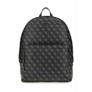 Rucsac de piele ecologica cu model monograma Milano - Negru/Alb optic imagine