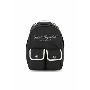 Rucsac cu model logo si buzunare cu clapa - Negru imagine