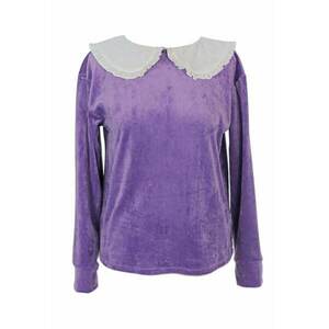 Bluza din catifea cu guler Peter Pan - Alb/Ametist imagine