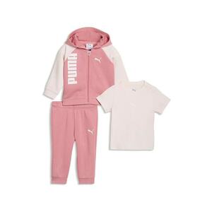 Set de trening cu fermoar - tricou si imprimeu logo - 3 piese - Roz/Roz pal imagine