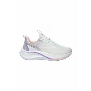 Pantofi sport cu talpa wedge si garnituri din material sintetic - Alb/Violet imagine