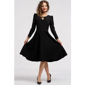 Rochie cu maneci lungi si decupaj keyhole - Negru imagine