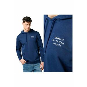 Hanorac Barbati - Embroidery Hoodie - Regular Fit - Design Clasic - Cu Logo - Maneci Lungi - Cu Gluga - Bumbac - Albastru - Albastru imagine
