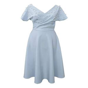 Rochie midi din crep și perle NADIA - Albastru deschis imagine
