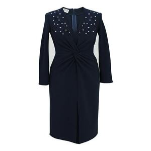 Rochie pe corp cu perle JADE - Bleumarin imagine