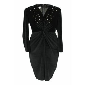 Rochie pe corp din catifea cu perle JADE - Negru imagine