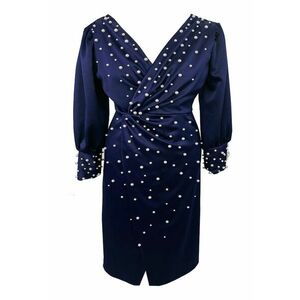 Rochie midi cu perle AMINA - Bleumarin imagine
