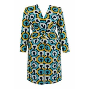 Rochie midi cu nod si imprimeu geometric JACKIE imagine