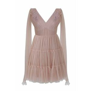 Rochie din tul cu decolteu in V si broderie florala imagine
