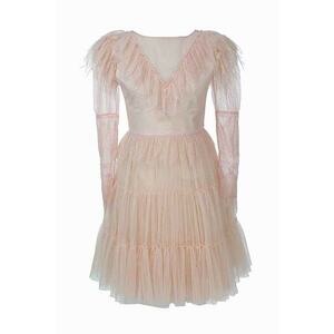Rochie de tul cu insertii de dantela - Piersica imagine