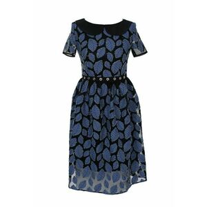 Rochie cu broderii din denim Taylor - Negru/Albastru imagine