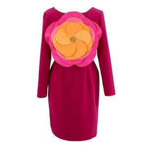 Rochie cu aplicatie florala frontala - Fucsia imagine