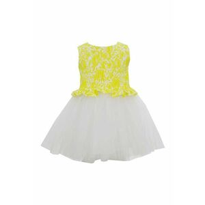 Rochie evazata cu imprimeu floral Hannah - Alb/Galben imagine