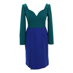 Rochie midi cu model colorblock - Turcoaz/Albastru royal imagine