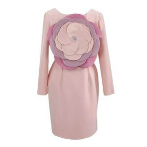 Rochie cu aplicatie florala frontala - Roz imagine