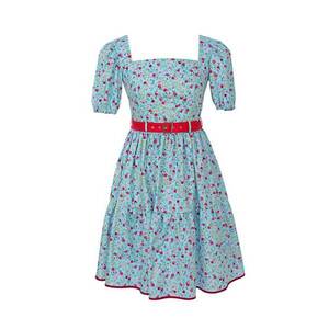 Rochie cu imprimeu floral si decolteu patrat Isavella - Galben/Fucsia/Albastru deschis imagine