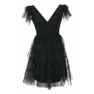 Rochie midi stratificata cu decolteu in V - Negru imagine