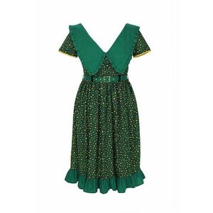 Rochie evazata cu animal print si guler supradimensionat Cecile - Verde imagine