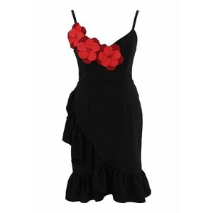 Rochie petrecuta cu aplicatie florala - Rosu/Negru imagine