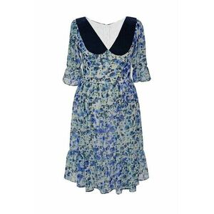 Rochie vaporoasa cu model floral Claudine - Alb/Verde/Albastru imagine