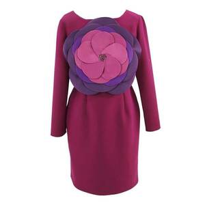 Rochie cu aplicatie florala frontala - Violet imagine