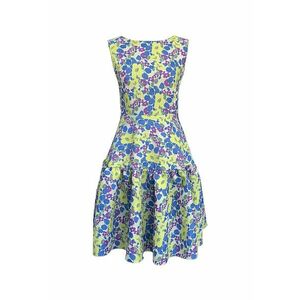 Rochie cu imprimeu floral si terminatie evazata Olivia - Verde/Lila/Albastru imagine
