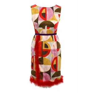 Rochie cambrata fara maneci - Rosu/Roz/Galben mustar imagine