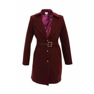 IVONNE bordeaux red wool classic midi coat - Visiniu imagine