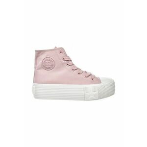 Pantofi sport inalti cu talpa flatform si aplicatie logo - Roz imagine