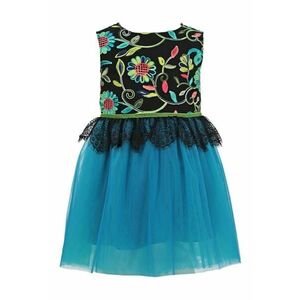 Rochie fara maneci cu broderie Dakota - Negru/Albastru imagine