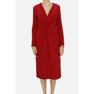 Rochie cu decolteu in V si fronseu Jackie - Rosu inchis imagine
