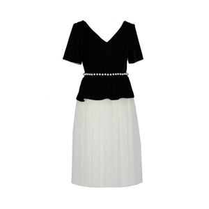 Rochie midi cu partea inferioara din tul Grace - Alb/Negru imagine