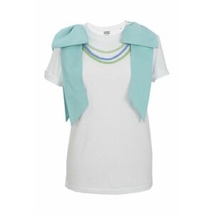 Tricou de bumbac organic cu funde decorative Artist - Alb/Albastru/Verde menta imagine