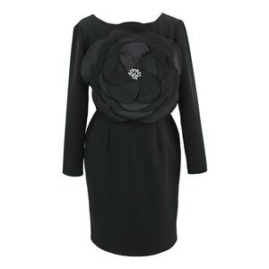 Rochie cu aplicatie florala frontala - Negru/Violet imagine
